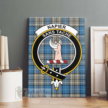 Napier Ancient Tartan Canvas Print Wall Art with Family Crest