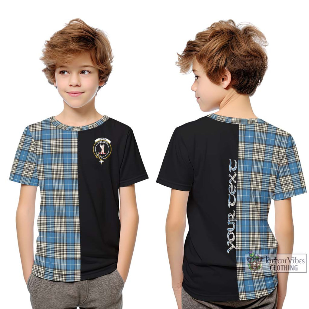 Napier Ancient Tartan Kid T-Shirt with Family Crest and Half Of Me Style Youth XL Size14 - Tartanvibesclothing Shop