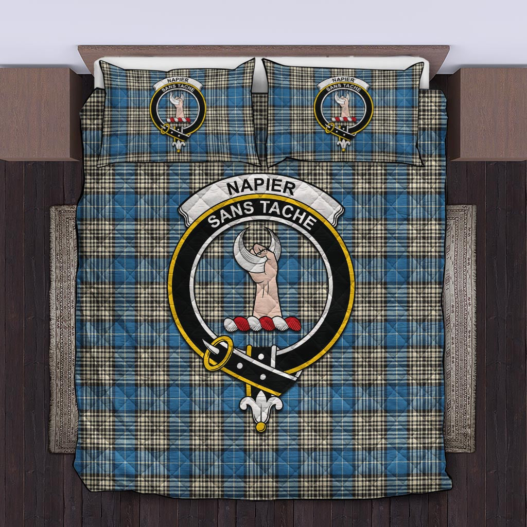 Napier Ancient Tartan Quilt Bed Set with Family Crest Twin - Tartan Vibes Clothing