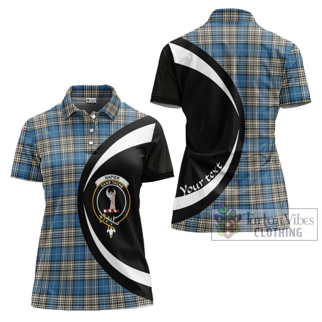 Napier Ancient Tartan Women's Polo Shirt with Family Crest Circle Style Women - Tartan Vibes Clothing