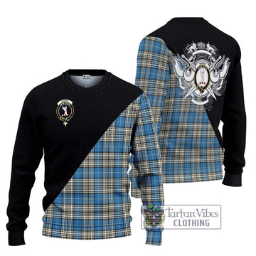 Napier Ancient Tartan Ugly Sweater with Family Crest and Military Logo Style