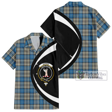 Napier Ancient Tartan Short Sleeve Button Up with Family Crest Circle Style