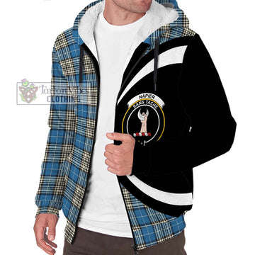 Napier Ancient Tartan Sherpa Hoodie with Family Crest Circle Style