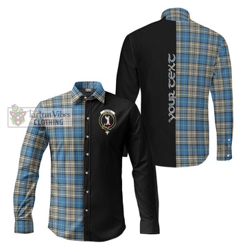 Napier Ancient Tartan Long Sleeve Button Shirt with Family Crest and Half Of Me Style