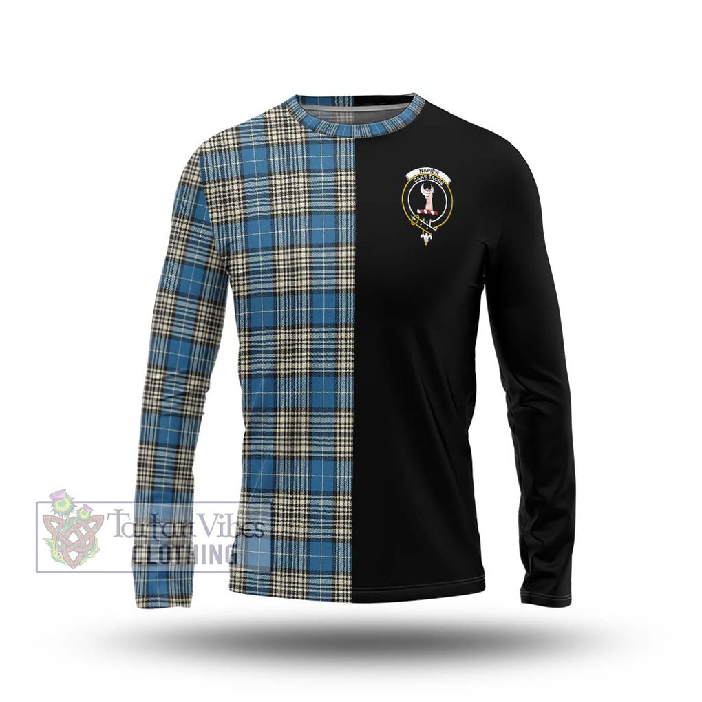 Napier Ancient Tartan Long Sleeve T-Shirt with Family Crest and Half Of Me Style Unisex - Tartanvibesclothing Shop