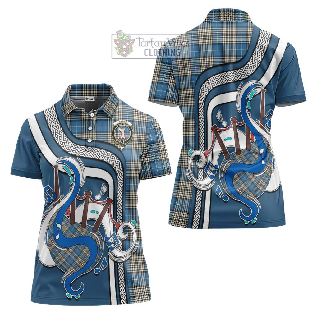 Napier Ancient Tartan Women's Polo Shirt with Epic Bagpipe Style Women - Tartanvibesclothing Shop