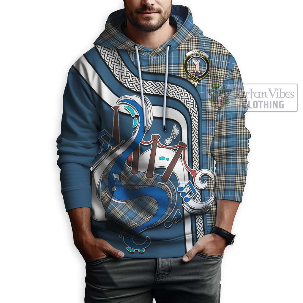 Napier Ancient Tartan Hoodie with Epic Bagpipe Style Zip Hoodie - Tartanvibesclothing Shop