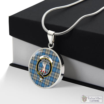 Napier Ancient Tartan Circle Necklace with Family Crest