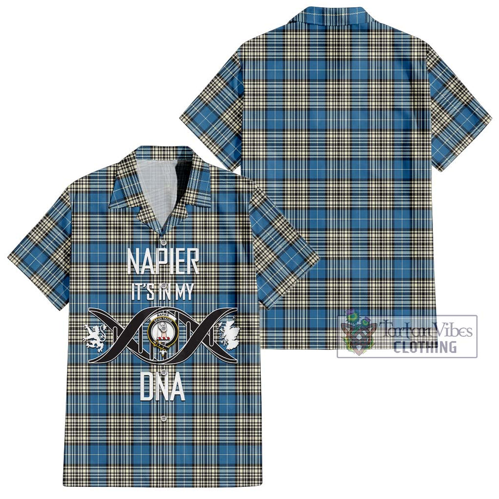 Napier Ancient Tartan Short Sleeve Button Shirt with Family Crest DNA In Me Style Kid - Tartanvibesclothing Shop