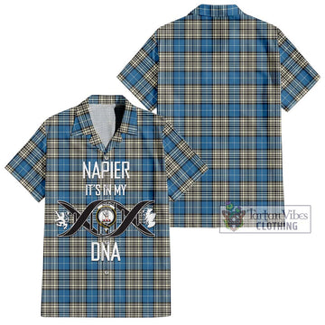 Napier Ancient Tartan Short Sleeve Button Shirt with Family Crest DNA In Me Style