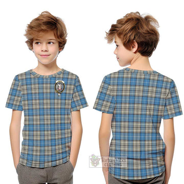 Napier Ancient Tartan Kid T-Shirt with Family Crest