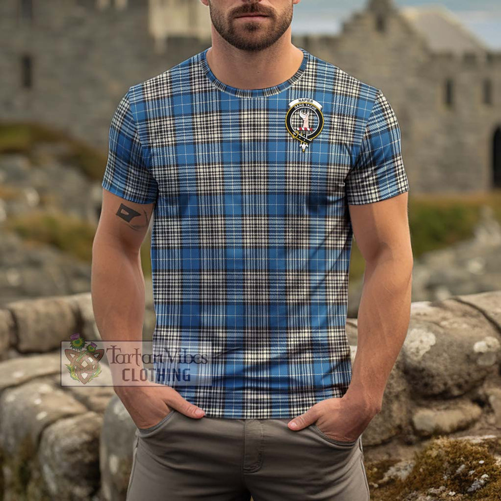 Napier Ancient Tartan Cotton T-Shirt with Family Crest Men's Shirt - Tartanvibesclothing Shop