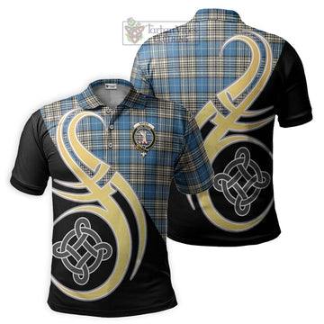 Napier Ancient Tartan Polo Shirt with Family Crest and Celtic Symbol Style