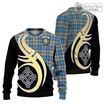 Napier Ancient Tartan Ugly Sweater with Family Crest and Celtic Symbol Style