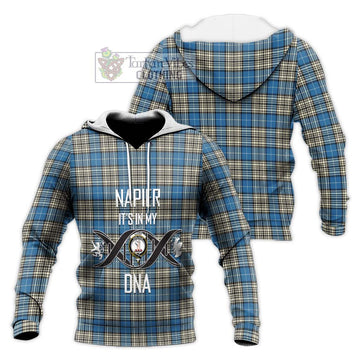 Napier Ancient Tartan Knitted Hoodie with Family Crest DNA In Me Style