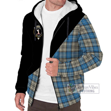 Napier Ancient Tartan Sherpa Hoodie with Family Crest and Military Logo Style