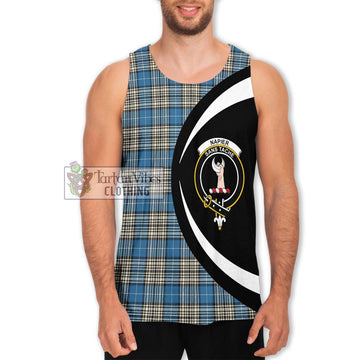 Napier Ancient Tartan Men's Tank Top with Family Crest Circle Style