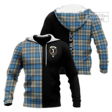 Napier Ancient Tartan Knitted Hoodie with Family Crest and Half Of Me Style