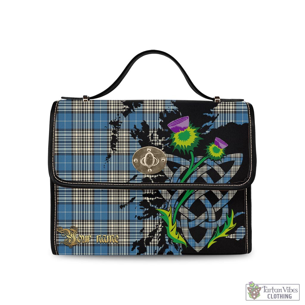 Tartan Vibes Clothing Napier Ancient Tartan Waterproof Canvas Bag with Scotland Map and Thistle Celtic Accents