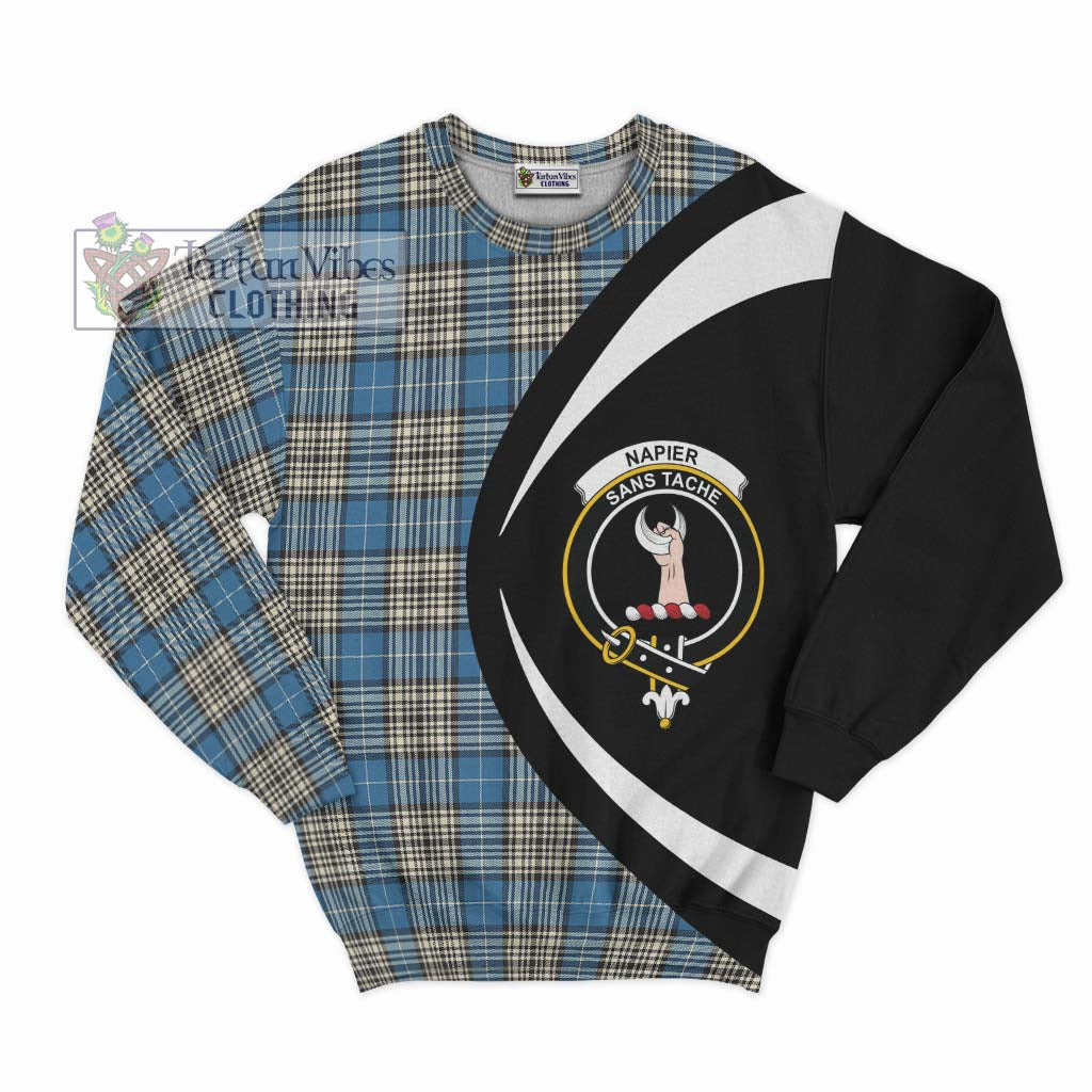 Napier Ancient Tartan Sweatshirt with Family Crest Circle Style Unisex - Tartan Vibes Clothing