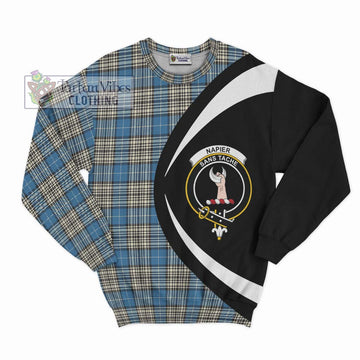 Napier Ancient Tartan Sweatshirt with Family Crest Circle Style