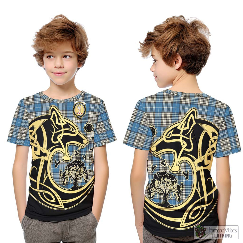 Napier Ancient Tartan Kid T-Shirt with Family Crest Celtic Wolf Style Youth XL Size14 - Tartan Vibes Clothing