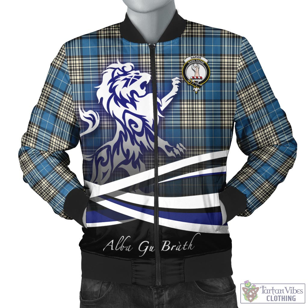 Tartan Vibes Clothing Napier Ancient Tartan Bomber Jacket with Alba Gu Brath Regal Lion Emblem