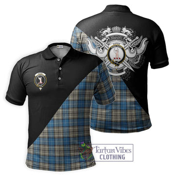 Napier Ancient Tartan Polo Shirt with Family Crest and Military Logo Style