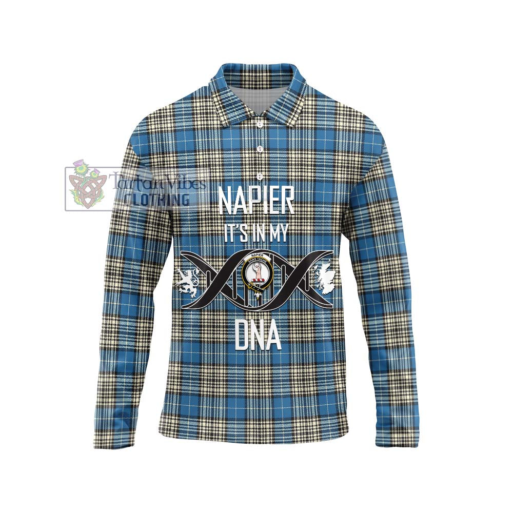 Napier Ancient Tartan Long Sleeve Polo Shirt with Family Crest DNA In Me Style Unisex - Tartanvibesclothing Shop