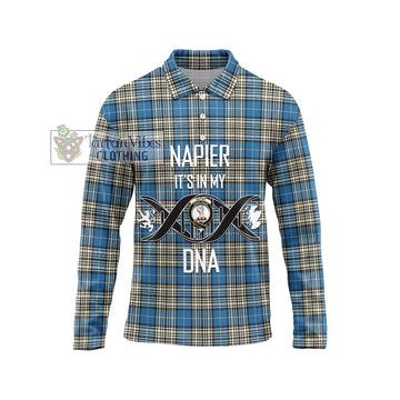 Napier Ancient Tartan Long Sleeve Polo Shirt with Family Crest DNA In Me Style