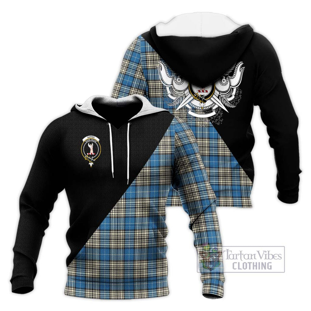 Napier Ancient Tartan Knitted Hoodie with Family Crest and Military Logo Style Unisex Knitted Pullover Hoodie - Tartanvibesclothing Shop