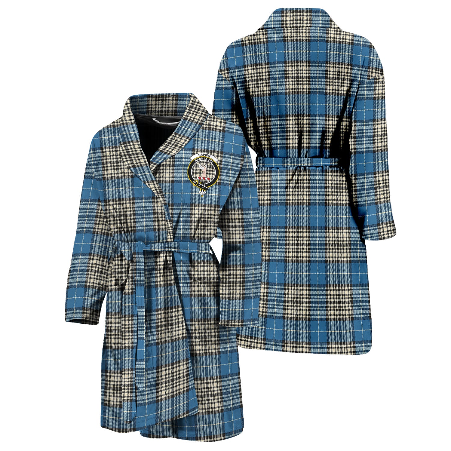 Napier Ancient Tartan Bathrobe with Family Crest Unisex S - Tartan Vibes Clothing