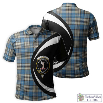 Napier Ancient Tartan Men's Polo Shirt with Family Crest Circle Style