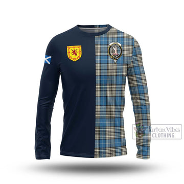 Napier Ancient Tartan Long Sleeve T-Shirt Alba with Scottish Lion Royal Arm Half Style