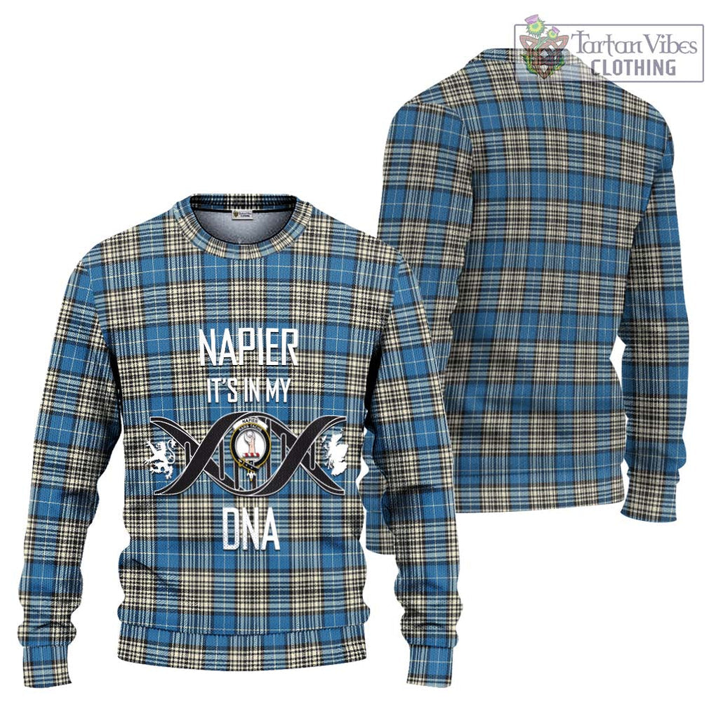 Napier Ancient Tartan Knitted Sweater with Family Crest DNA In Me Style Unisex - Tartanvibesclothing Shop