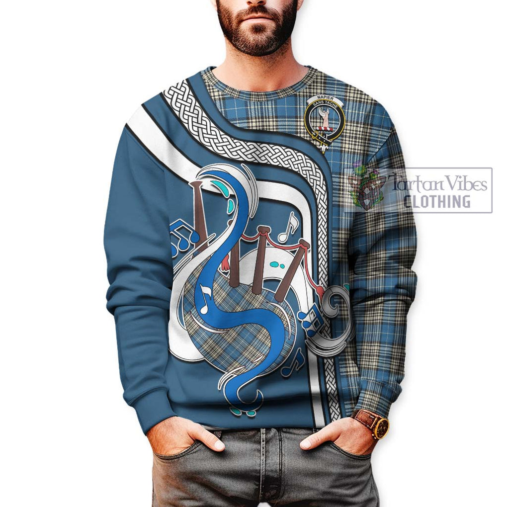 Tartan Vibes Clothing Napier Ancient Tartan Sweatshirt with Epic Bagpipe Style