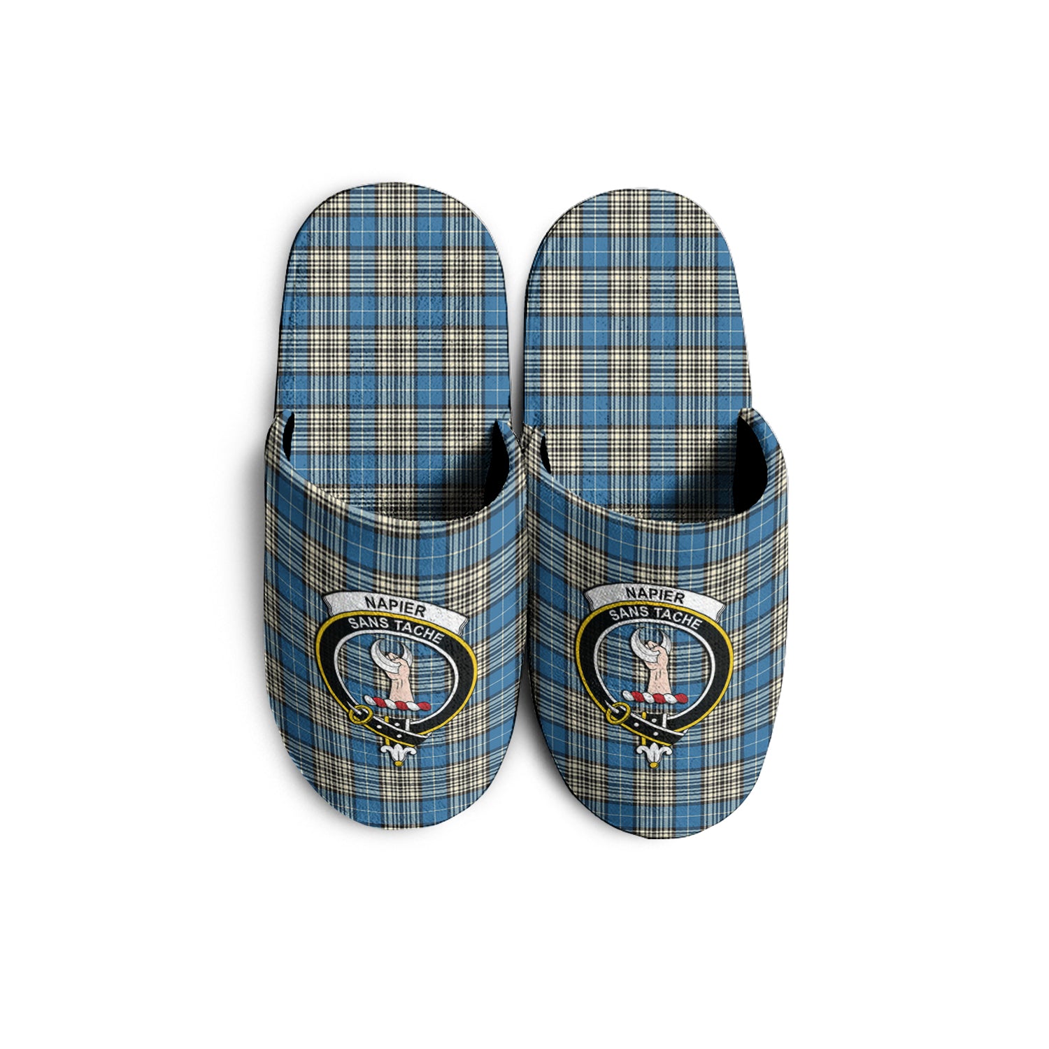 Napier Ancient Tartan Home Slippers with Family Crest - Tartanvibesclothing Shop