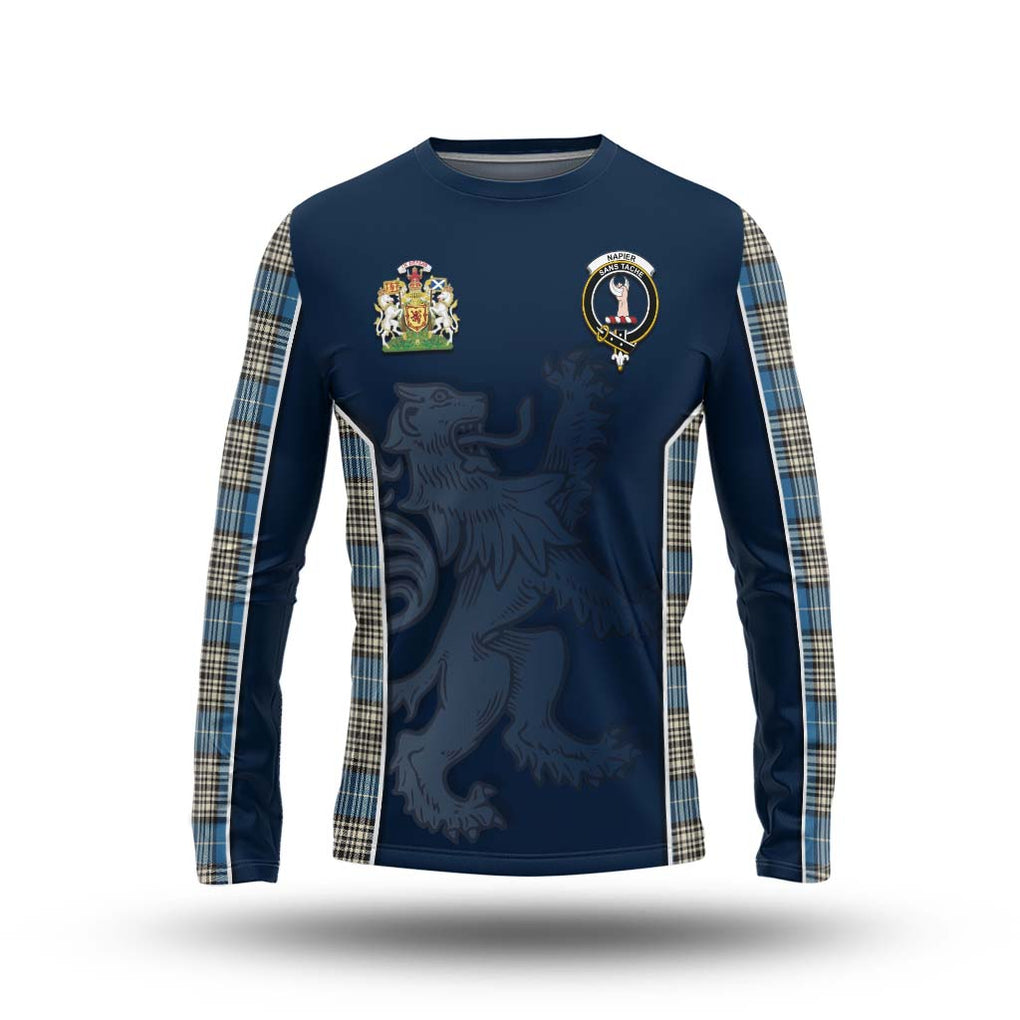 Napier Ancient Tartan Long Sleeve T-Shirt with Family Crest and Lion Rampant Vibes Sport Style Unisex - Tartan Vibes Clothing