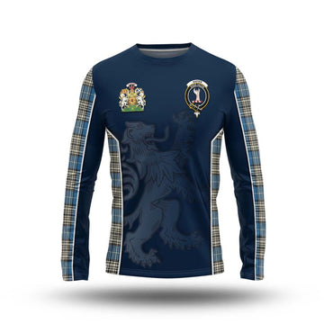 Napier Ancient Tartan Long Sleeve T-Shirt with Family Crest and Lion Rampant Vibes Sport Style