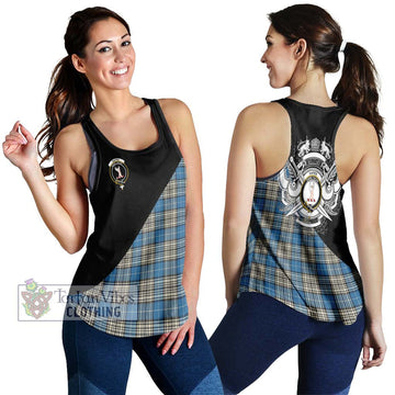 Napier Ancient Tartan Women's Racerback Tanks with Family Crest and Military Logo Style