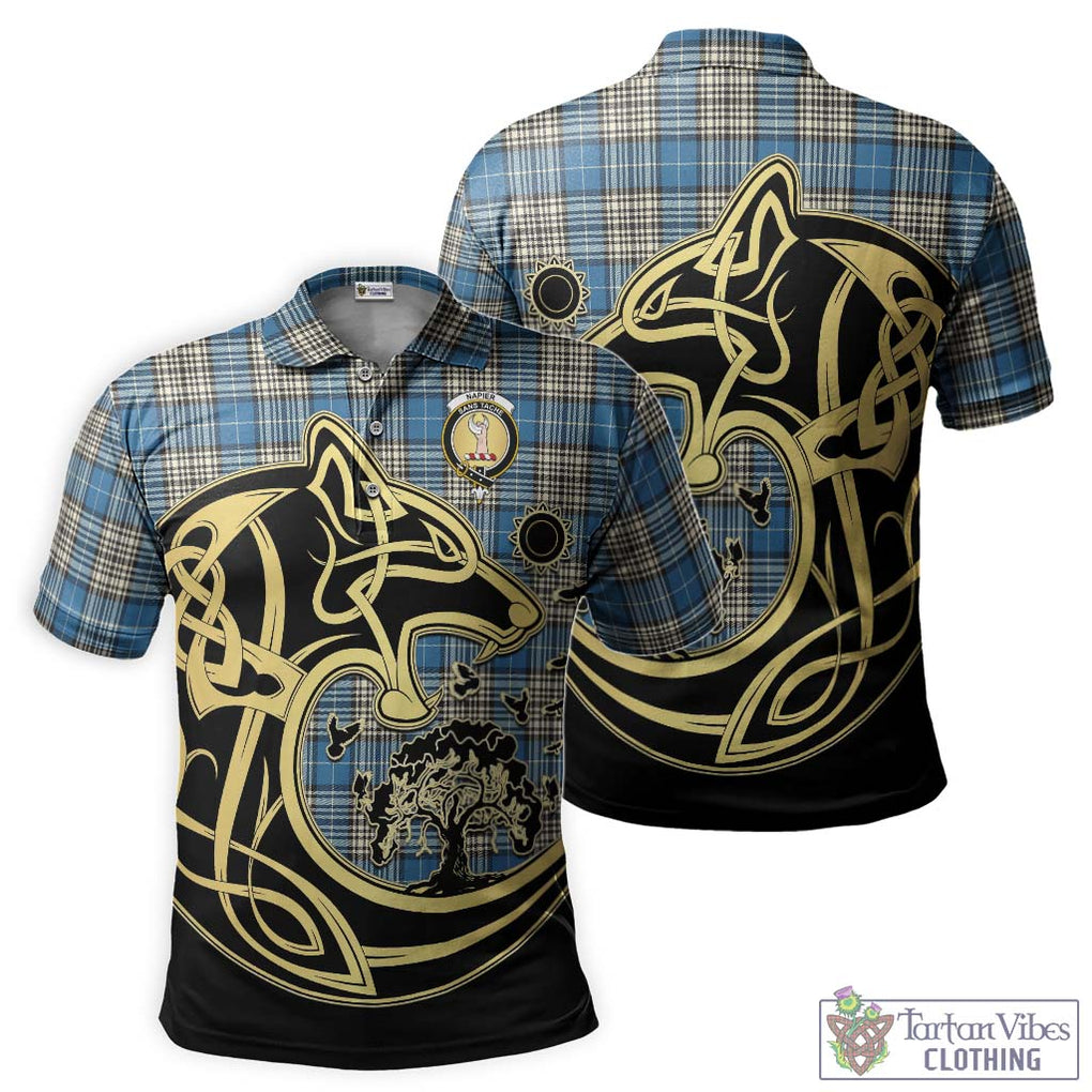 Napier Ancient Tartan Polo Shirt with Family Crest Celtic Wolf Style Kid - Tartanvibesclothing Shop