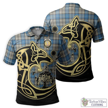 Napier Ancient Tartan Polo Shirt with Family Crest Celtic Wolf Style