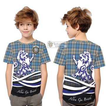 Napier Ancient Tartan Kid T-Shirt with Alba Gu Brath Regal Lion Emblem