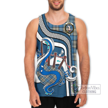 Napier Ancient Tartan Men's Tank Top with Epic Bagpipe Style