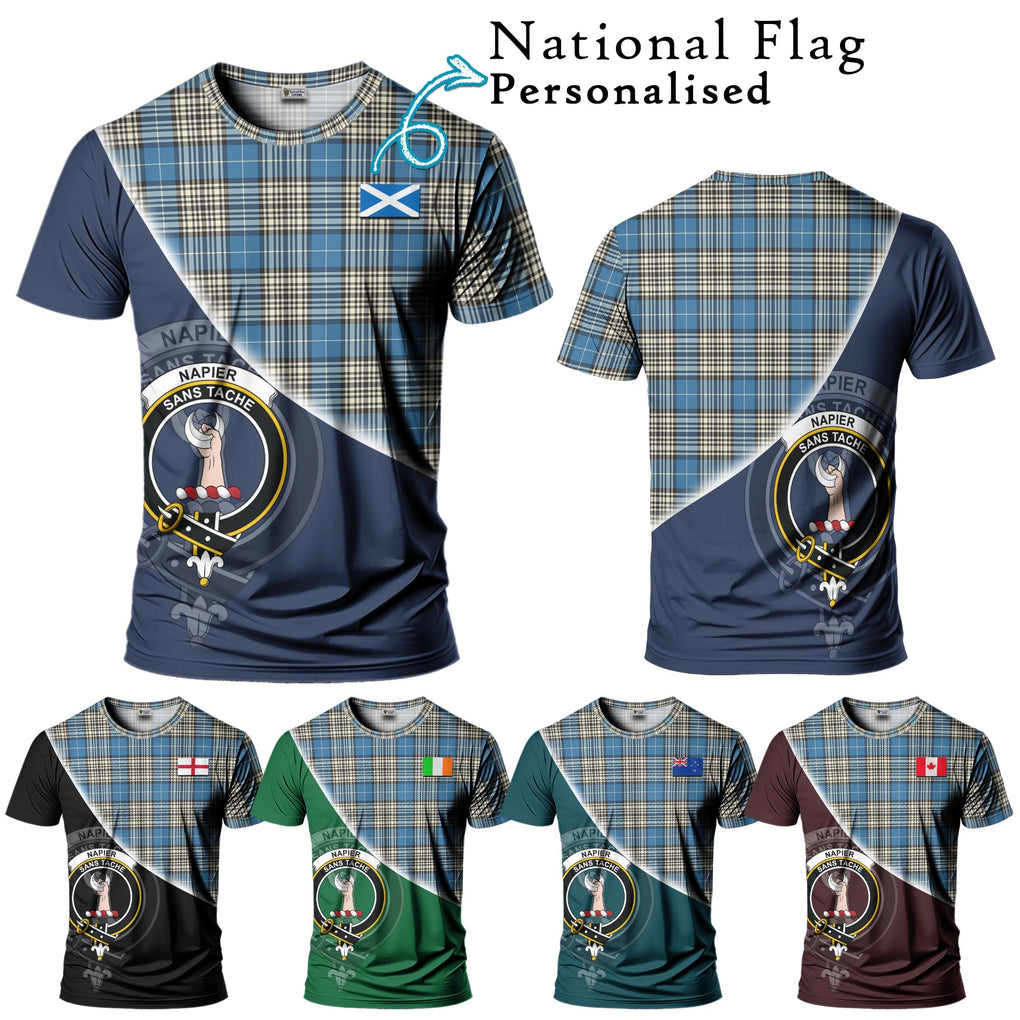 Napier Ancient Tartan T-Shirt with Personalised National Flag and Family Crest Half Style Kid's Shirt - Tartanvibesclothing Shop