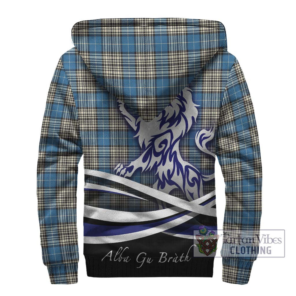 Napier Ancient Tartan Sherpa Hoodie with Alba Gu Brath Regal Lion Emblem - Tartanvibesclothing Shop