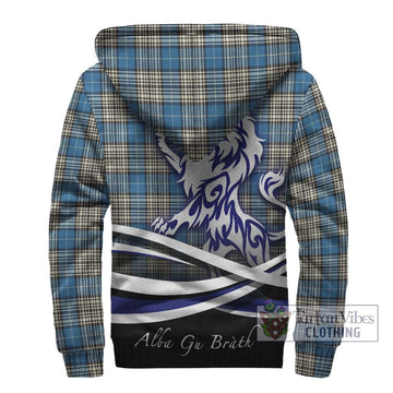 Napier Ancient Tartan Sherpa Hoodie with Alba Gu Brath Regal Lion Emblem