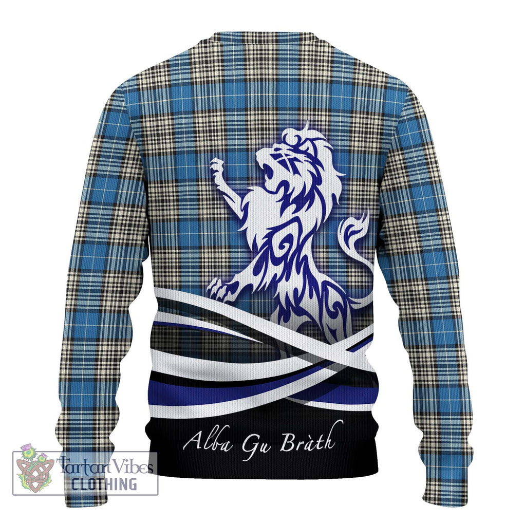 Napier Ancient Tartan Knitted Sweater with Alba Gu Brath Regal Lion Emblem - Tartanvibesclothing Shop