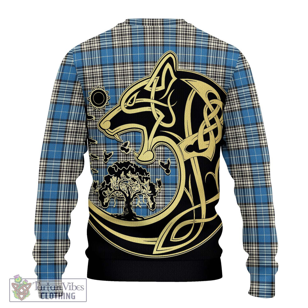 Napier Ancient Tartan Knitted Sweater with Family Crest Celtic Wolf Style - Tartan Vibes Clothing