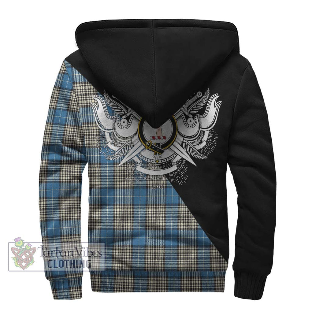 Napier Ancient Tartan Sherpa Hoodie with Family Crest and Military Logo Style - Tartanvibesclothing Shop